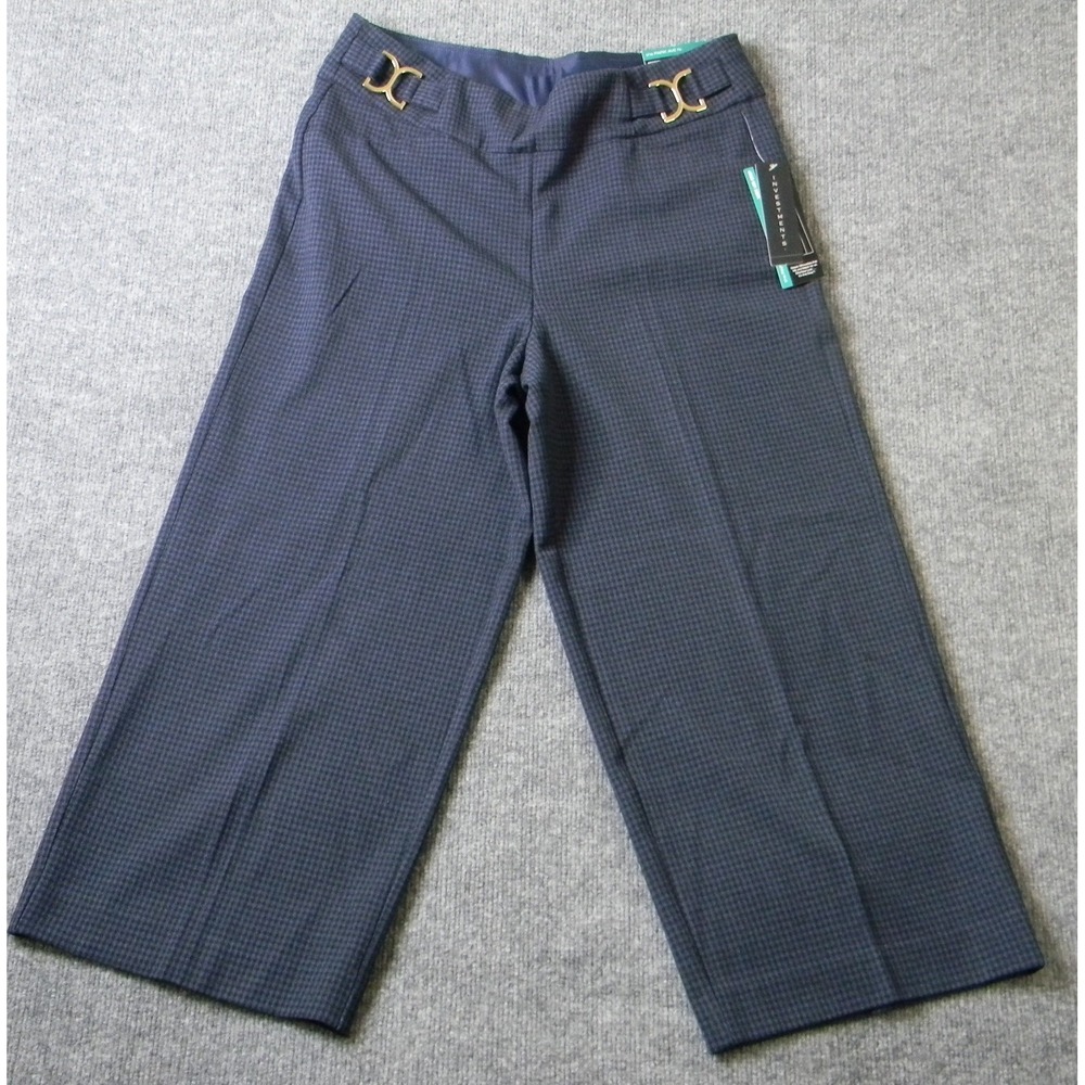 Investments Women's Pants Size 8 Blue Check Park Ave Fit Tummy Control NWT